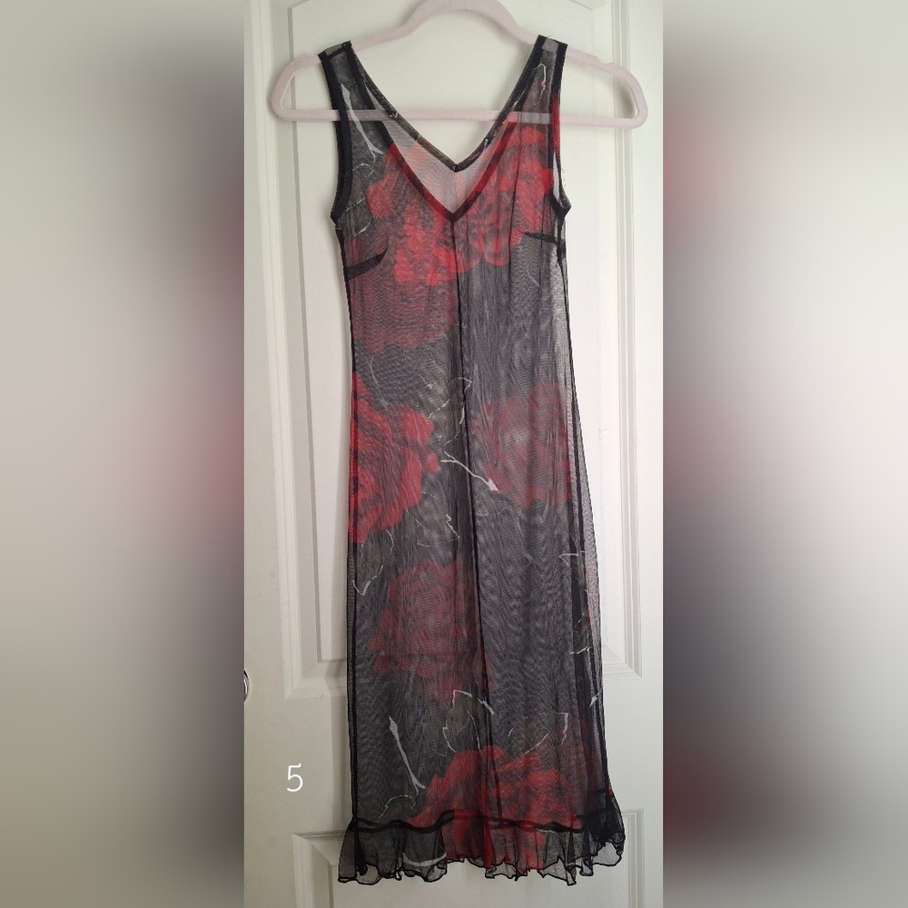 Sheer nightown red rose womens Mesh‎ dress XS whymsygoth sexy fairyDreams fairy